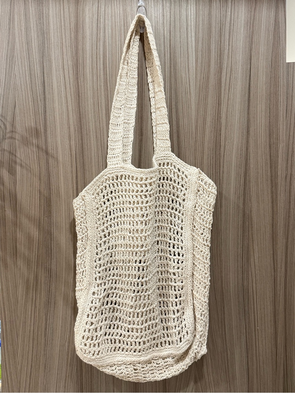Abercrombie & Fitch Crochet Cotton Market Tote – Natural Cream